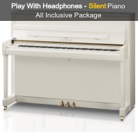 Kawai K-200 ATX 4 Snow White Polished Upright Piano All Inclusive Package